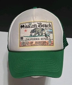 Otto Mission Beach San Diego CA. Gorra de camionero REPUBLIC SURFERS verde Snapback de colección - Imagen 1 de 13