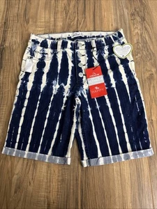 Jordache Shorts Girls TieDyed Denim Bermuda Shorts Button/snap Down tag Size 14 - Picture 1 of 12