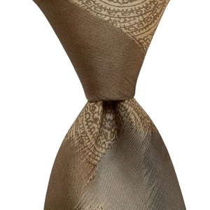 GIANNI VERSACE Herren 100 % Seide Krawatte ITALIEN Luxus Geometrisch Braun/Hellbraun/Grau EUC - Bild 1 von 3