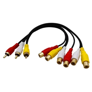 12in 3 RCA Male Jack to 6 RCA Female Plug Splitter Audio Video Av Adapter Cable - Picture 1 of 4