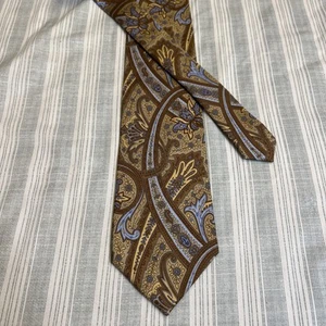 Vintage Paul Fredrick Gold Blue Paisley Tie 100% Italian Silk Hand Tailored L#7 - Picture 1 of 10
