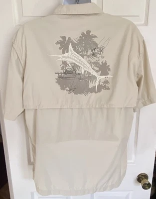Men's Field & Stream SS Vented Nylon SS Shirt - Beige/Fishing Boat Print Size L - Image 1 of 4