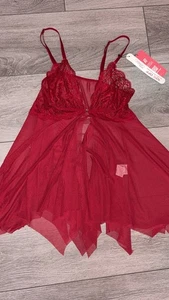 Lencería roja Romwe talla XS para mujer camisón encaje transparente sexy nueva con etiquetas  - Imagen 1 de 8
