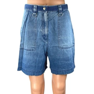 Karen Scott Women's Blue High Waisted Casual Denim Jeans Bermuda Shorts Size 6P - Picture 1 of 5