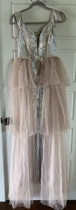 Abito da ballo donna Faeriesty marrone senza maniche bianco paillettes perle taglia Xl - Foto 1 di 6