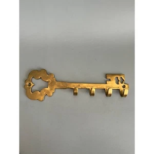 Vintage Solid Brass Skeleton Key -Key Holder Hooks Wall Mount 8" made in India - Picture 1 of 5