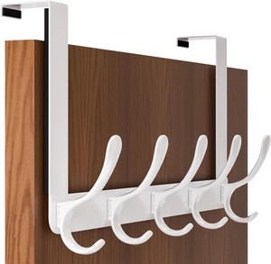 Over The Door Hook Hanger White Rack Organizer for Towel Coat Hat Clothes - Picture 1 of 5