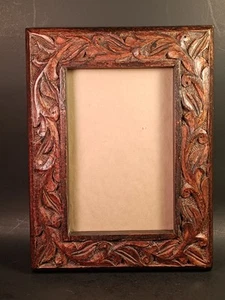 Hand Carved Etched Wooden Table Frame - Picture 1 of 9