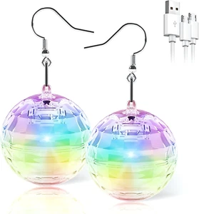 Discokugel Ohrringe 16 Lichtmodi Wiederaufladbar Leuchtohrringe LED Ohrringe B - Bild 1 von 12
