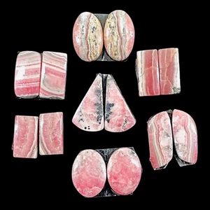 7 Pairs Natural Rhodochrosite 16-22mm Loose Cabochon Gemstones Wholesale Lot - Picture 1 of 10
