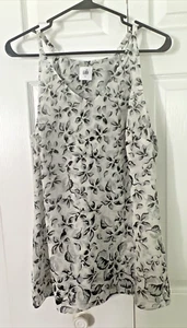 CAbi 5212 Terrace Floral Cami Tank Size S Black White Gray Adjustable Strap - Picture 1 of 10