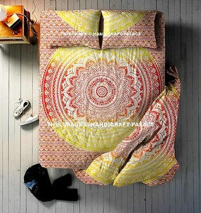 Indian Ombre Mandala Reversible Queen Duvet Cover  Bedsheet With 2 Pillow Cover - Picture 1 of 3