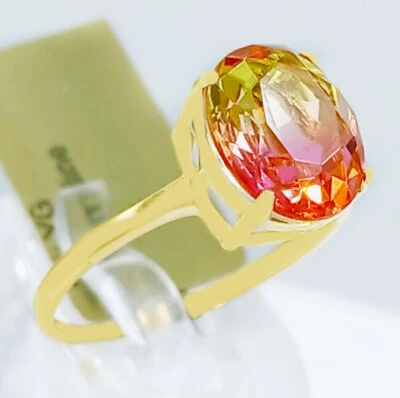 LAB CREATED 3.30 Cts TOURMALINE  RING 10K  SOLID YELLOW GOLD - New With Tag - Image 1 of 4