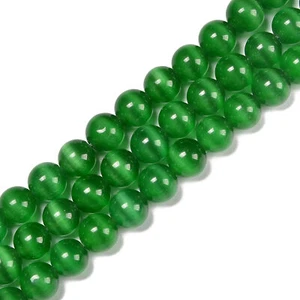 Ojo de gato verde oscuro Cuentas redondas lisas Tamaño 4mm 6mm 8mm 10mm 12mm 15.5'' Hebra - Imagen 1 de 3