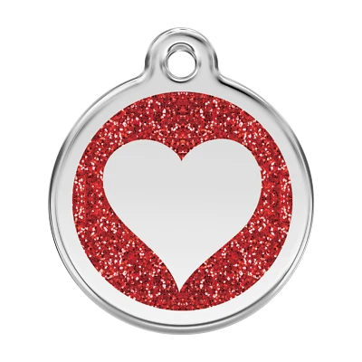 Dog Cat Pet - Red Dingo - Dog ID Tag Charm - Lifetime Guarantee - Glitter Heart - Image 1 of 4