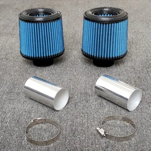 Dual Cone Air Intake 57mm 2.25" Air Filters FOR BMW N54 135i 335i 535i 3.0L Blue - Picture 1 of 6