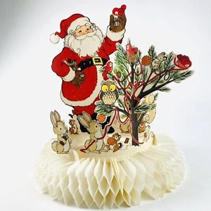 Vintage Honeycomb Christmas Centerpiece Ambassador Santa NOS 13" Holiday Decor - Picture 1 of 12