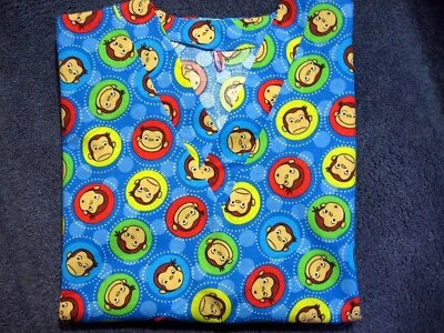 Blusa Médica Curious George Monkey Hecha a Mano Azul Algodón Talla Pequeña 30-32 Foto 1 de 4