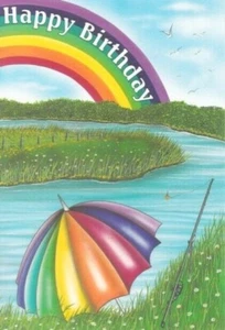 Rainbow River Fishing Scene - Birthday Card With Bible Text - Col 3:16 - EB8382 - Picture 1 of 1