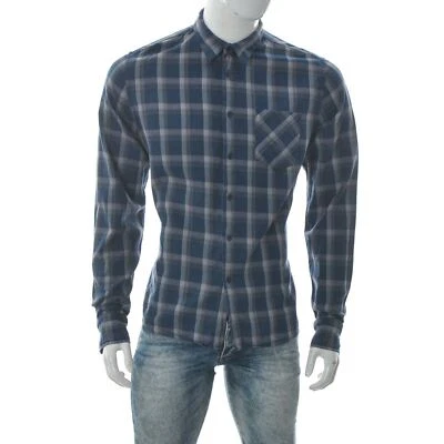 Camisa de mezclilla Tiger of Sweden para hombre NICKY JR 1 bolsillo con botones manga larga a cuadros XL Foto 1 de 4