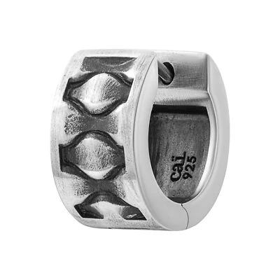 cai men creolo argento sterling 925 rodiato opaco ossidato lungo 15,3 mm NUOVO - Immagine 1 di 4