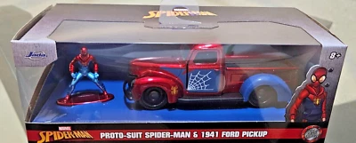 Jada 1:32 Hollywood Rides 1941 Ford Pickup com boneco Homem-Aranha 33075 carro fundido - Imagem 1 de 4