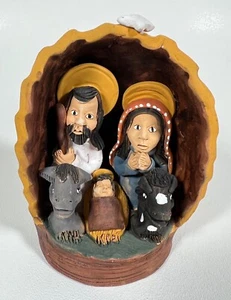 Peruvian Folk Art Nativity Scene Clay Handmade Peru Signed - Picture 1 of 7