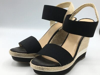 Женские черные тканевые туфли-слинги CATO с открытым носком на лодыжке размер 8 М 4,5 дюйма на танкетке на платформе - Изображение 1 из 4