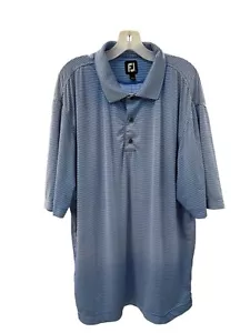 FootJoy Polo Shirt Mens XL Stretch Golf FJ Performance White & Blue Stripes - Picture 1 of 5