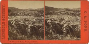 California, American Scenery Stereoview 1860's Placer Gold Mining, Murphy's, CA - Bild 1 von 2