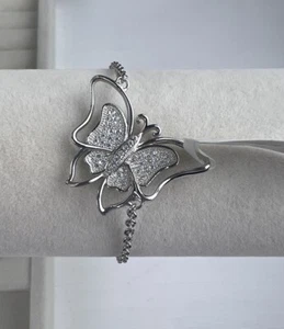 NWT Crystal CZ Butterfly Adjustable Chain Bracelet Made In Thailand 7” L Sparkle - Picture 1 of 7