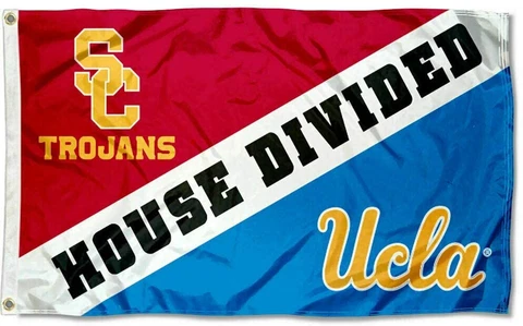 USC Trojans & UCLA Bruins "House Divided" Logo Flag 3x5FT  W/ grommets Cover