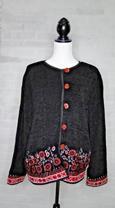 Allure Women's Black Red and White Button Up Jacket Size 1X - Picture 1 of 7