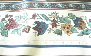 Floral Wine Chair Rail 4" Wallpaper Border Navy Blue Traditional  EH99947 New - Picture 1 of 2