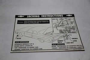 New Chevrolet jack instructions decal part 3854001 dated 8/29/1963 - Bild 1 von 3