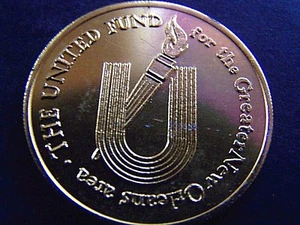 1973 THE UNITED FUND Gold Aluminum Fair Share Doubloon - Picture 1 of 2