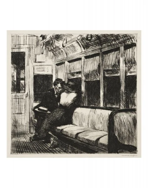 Night on the El Train 1918, Edward Hopper, Wall Decor Art Print  11" x 14"  2754 - Image 1 of 2
