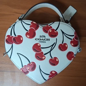 NWT ~ COACH CAB06 Heart Crossbody Bag With Cherry On Top 🍒 SV / Chalk Multi - Picture 1 of 6