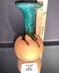Southwest Clay Terracotta Pottery VASE Green Drip Glaze Santa Fe Vintage - Picture 1 of 6