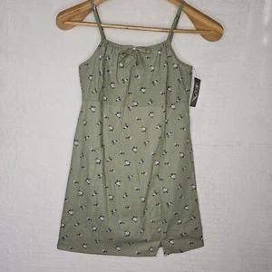 NWT Girls Floral Adjustable Spaghetti Strap Sage Green Sundress Large 10/12 - Picture 1 of 10