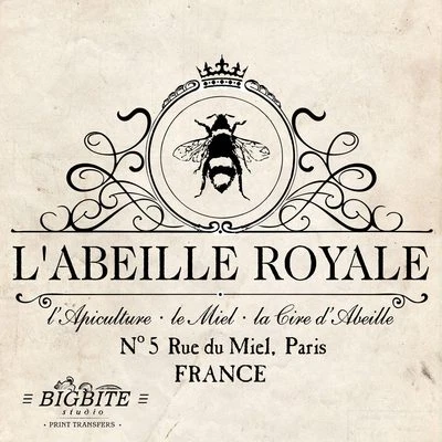 BIGBITE STUDIO WATER DECAL: French Beekeeper Vintage Bee Advert (Furniture Print Transfer) #029