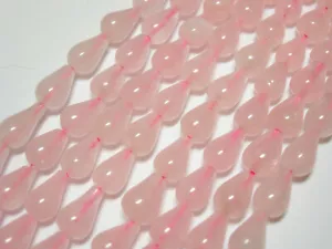 Cuentas de lágrimas de cuarzo rosa romántico 10x7mm 16in hebra - Imagen 1 de 1