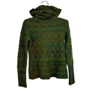 VTG CAROLE LITTLE Women's Green/Orange Wild Rugged Colorful Cowl Neck Sweater S - Picture 1 of 6