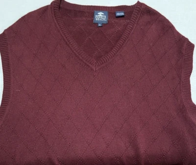 Pebble Beach Sweater Vest Mens XXL Sleeveless V-Neck 100% Cotton Burgundy - Image 1 of 4
