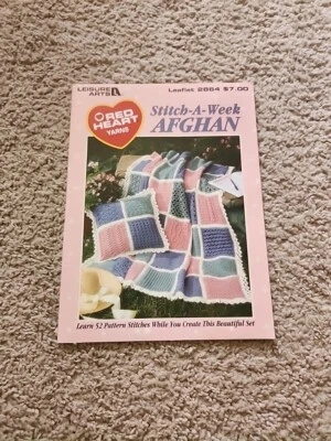 *VINTAGE* Red Heart Yarns Stitch-A-Week Crochet Afghan Pattern Leaflet 2864 - Image 1 of 4