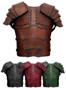 Men's Medieval Knight PU Leather Armor Viking Chest Armor Guard Cosplay Costume - Picture 1 of 11