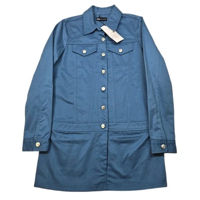 ZARA Denim Style Jacket Dress Womens Small Blue Button Front Long Sleeve NEW - Image 1 of 4