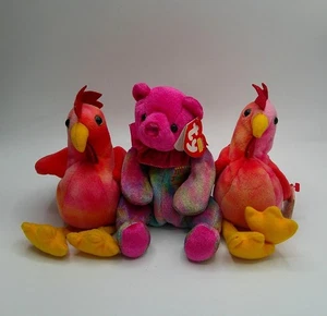 Ty Beanie Babys Januar Bär & Hahn Set Plüsch Sammlerstücke X04 D - Bild 1 von 7