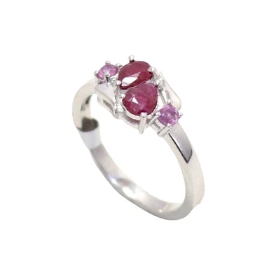 Anillo Plata de Ley 925 Rubí Natural Manik Piedra Gema Mujer Hecho a Mano Regalo H422 Foto 1 de 4