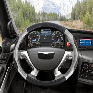 LKW Lenkradbezug Carbonfaser Kunstleder 44 46 cm schwarz silber - Bild 1 von 9